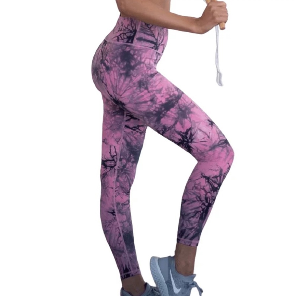 YELETE Dusty Mauve Tie Dye Yoga Pants Size S